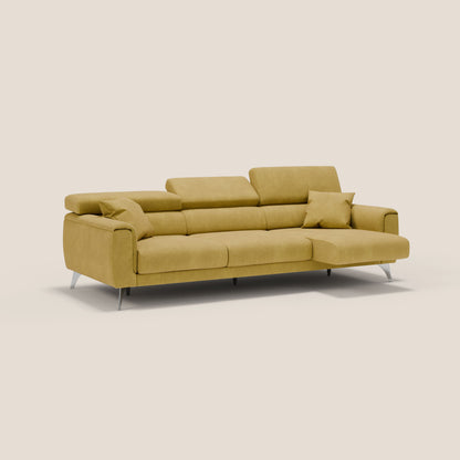 Caravaggio divano con 3 sedute allungabili indipendenti e poggiatesta reclinabili in tessuto impermeabile T02 giallo
