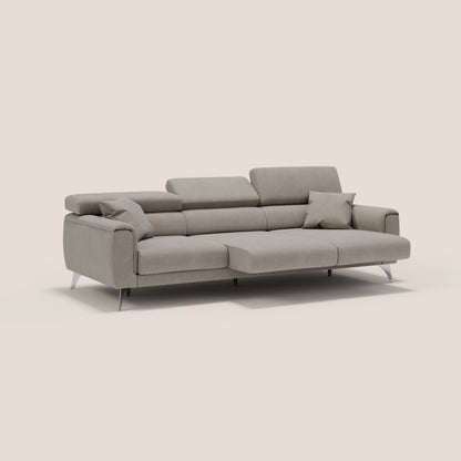 Caravaggio divano con 3 sedute allungabili indipendenti e poggiatesta reclinabili in tessuto impermeabile T02 beige