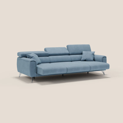 Divano Caravaggio con 3 sedute allungabili indipendenti e poggiatesta reclinabili in tessuto impermeabile T02 carta da zucchero