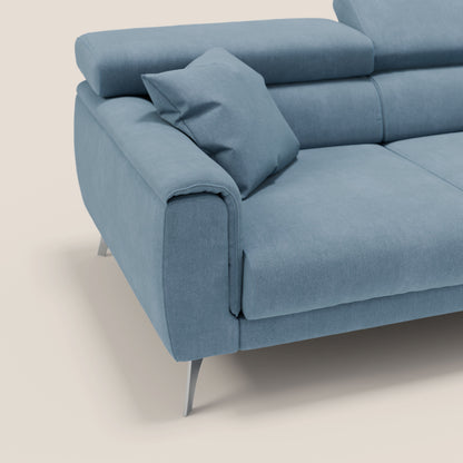 Divano Caravaggio con 3 sedute allungabili indipendenti e poggiatesta reclinabili in tessuto impermeabile T02 carta da zucchero