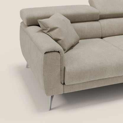 Caravaggio divano con 3 sedute allungabili indipendenti e poggiatesta reclinabili in tessuto impermeabile T02 panna