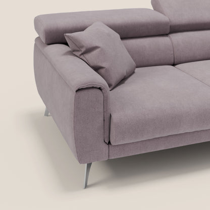 Caravaggio divano con 3 sedute allungabili indipendenti e poggiatesta reclinabili in tessuto impermeabile T02 rosa