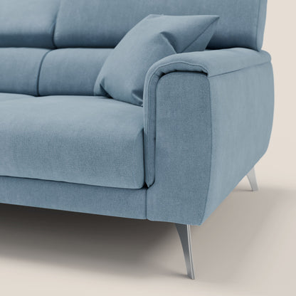 Divano Caravaggio con 3 sedute allungabili indipendenti e poggiatesta reclinabili in tessuto impermeabile T02 carta da zucchero