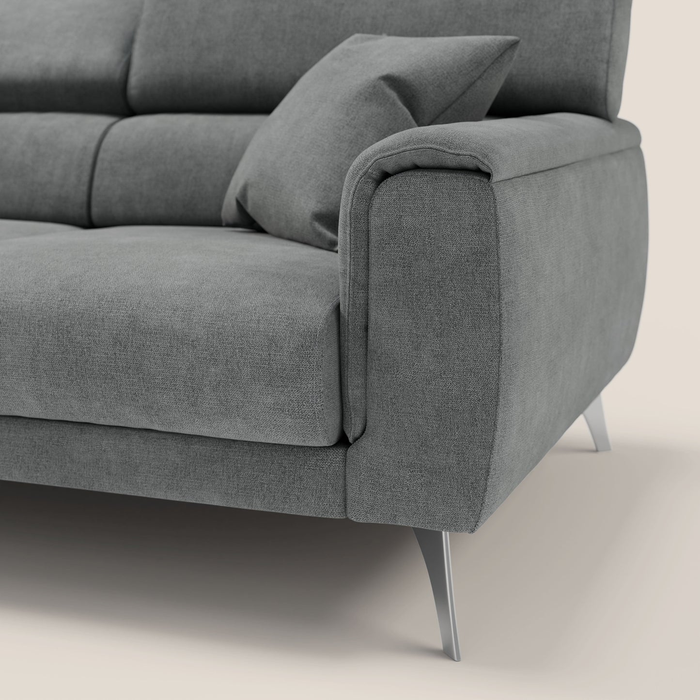 Divano Caravaggio con 3 sedute allungabili indipendenti e poggiatesta reclinabili in tessuto impermeabile T02 nero