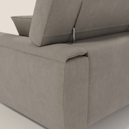 Caravaggio divano con 3 sedute allungabili indipendenti e poggiatesta reclinabili in tessuto impermeabile T02 beige