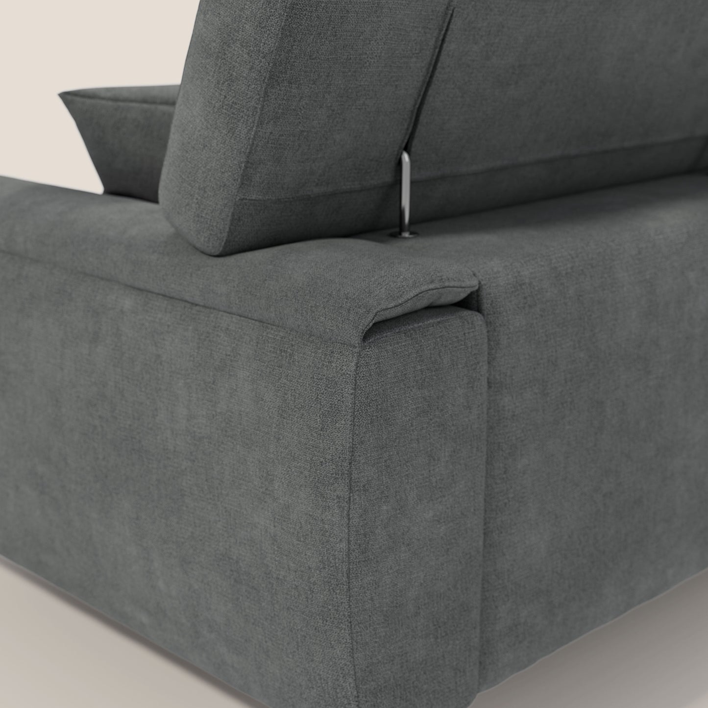 Divano Caravaggio con 3 sedute allungabili indipendenti e poggiatesta reclinabili in tessuto impermeabile T02 nero