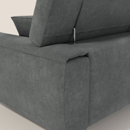 Caravaggio divano con 3 sedute allungabili indipendenti e poggiatesta reclinabili in tessuto impermeabile T02 grigio