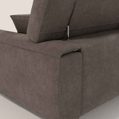 Caravaggio divano con 3 sedute allungabili indipendenti e poggiatesta reclinabili in tessuto impermeabile T02 marrone