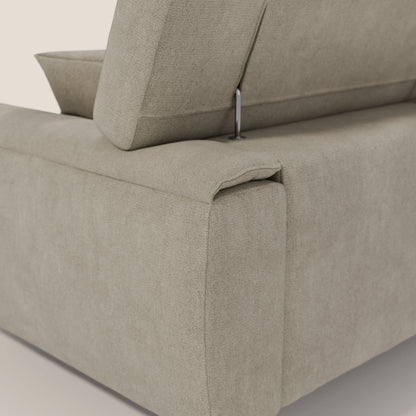 Caravaggio divano con 3 sedute allungabili indipendenti e poggiatesta reclinabili in tessuto impermeabile T02 panna