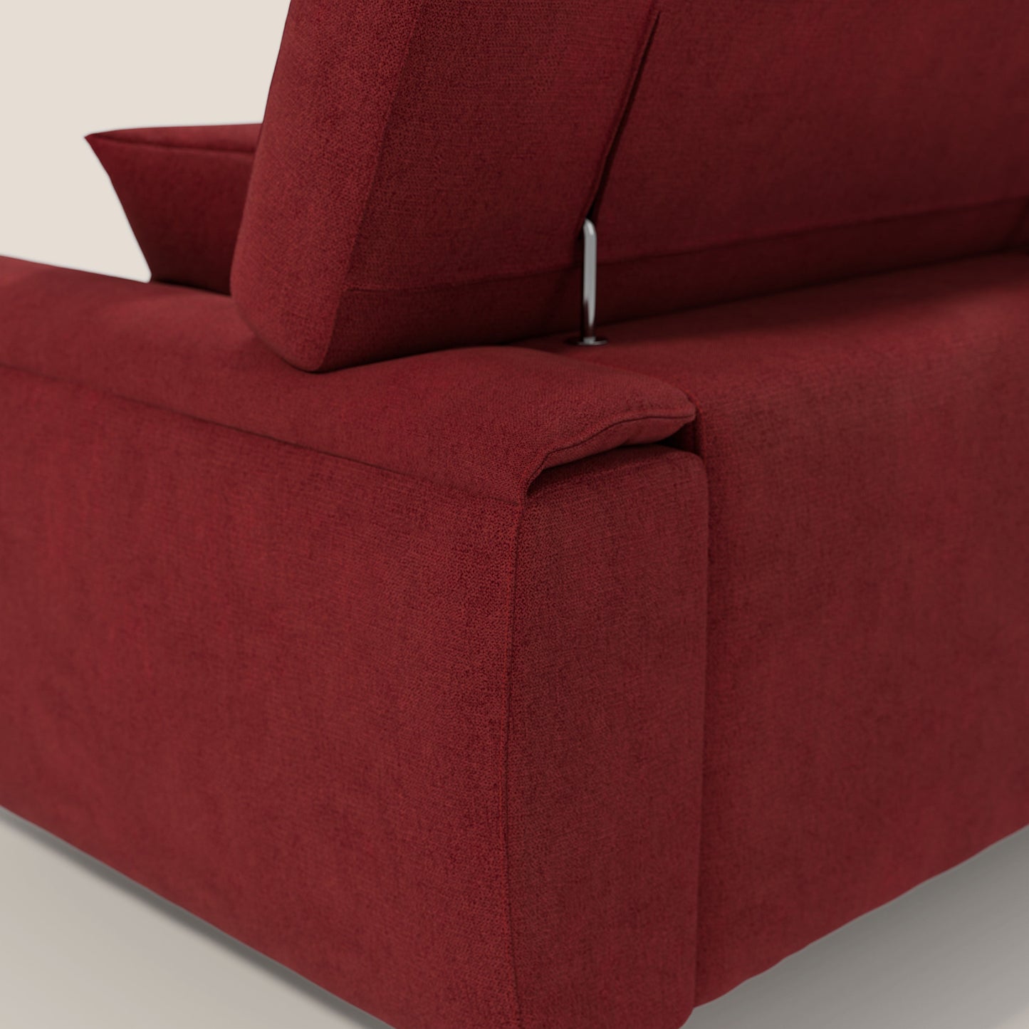 Caravaggio divano con 3 sedute allungabili indipendenti e poggiatesta reclinabili in tessuto impermeabile T02 rosso