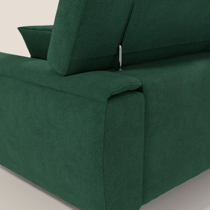 Caravaggio divano con 3 sedute allungabili indipendenti e poggiatesta reclinabili in tessuto impermeabile T02 verde