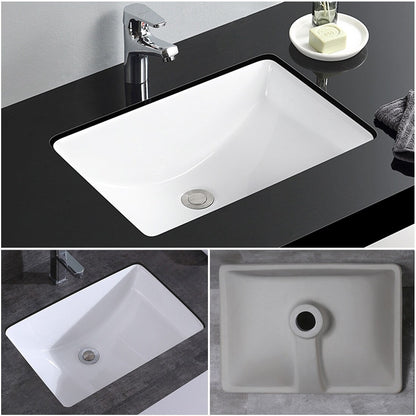 CB HOME 20'' x 14'' Undermount Bathroom Vanity Sink, Rectangle White Ceramic Bathroom Sink-(20-5/8''x14-1/2''x8-1/4'')