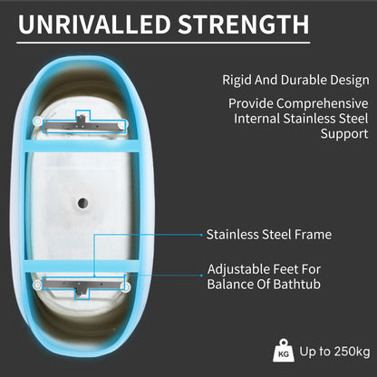 CB HOME 59''/67'' Freestanding Acrylic Soaking Bathtubs, Soaking Tubs Single Side Against The Wall, Left/Right Overflow