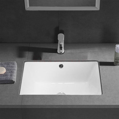 CB HOME 20'' x 14'' Undermount Bathroom Vanity Sink, Rectangle White Ceramic Bathroom Sink-(20-5/8''x14-1/2''x8-1/4'')