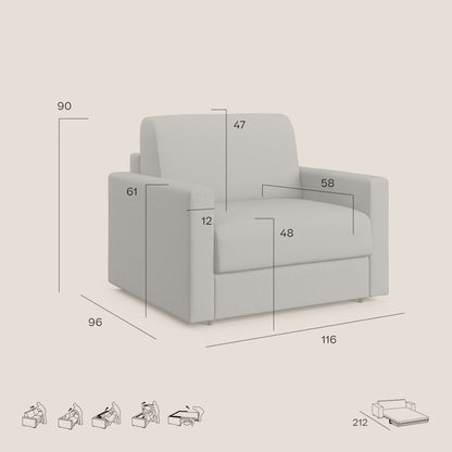 Chris poltrona letto in tessuto impermeabile T13 beige