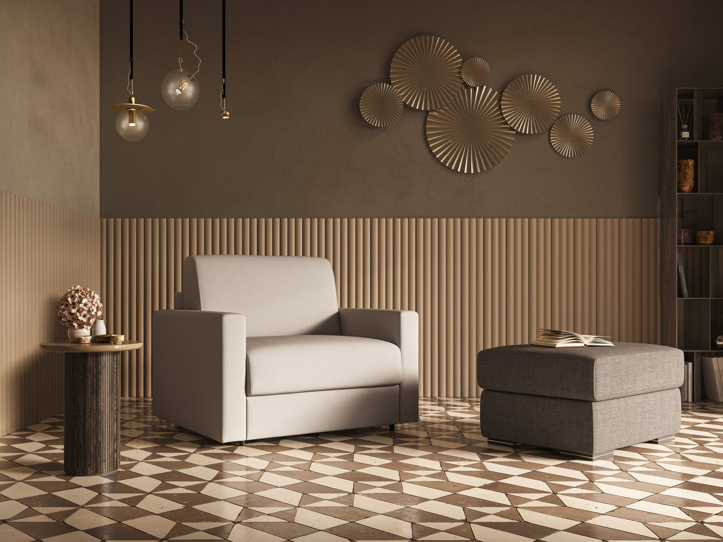 Chris poltrona letto in tessuto impermeabile T13 antracite