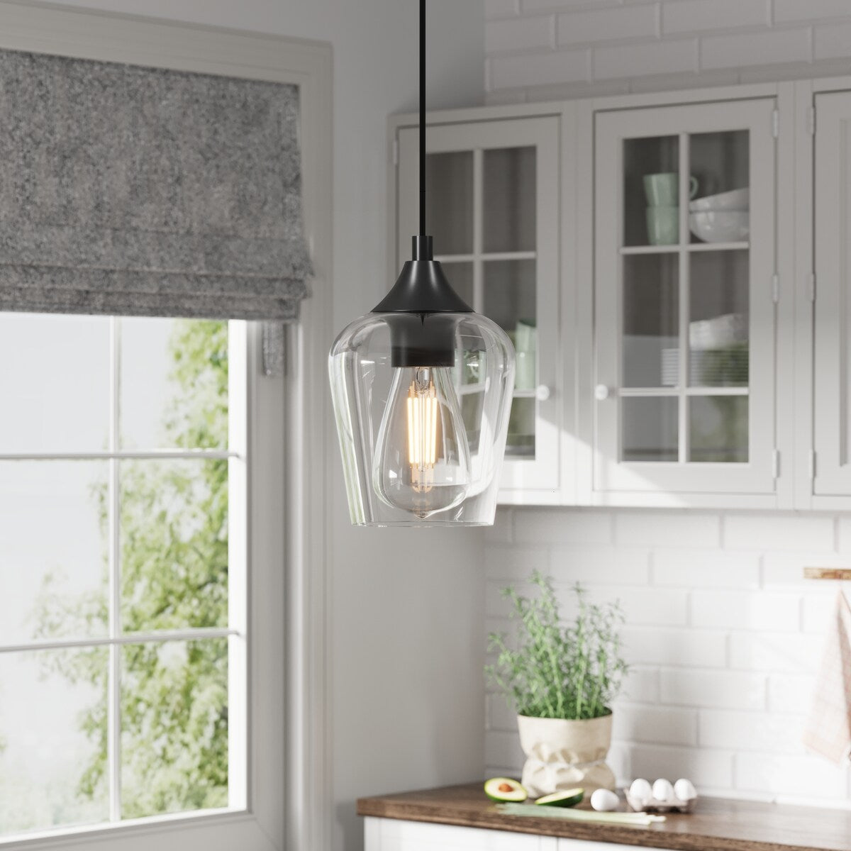 CO-Z 1 Light Pendant Light Fixture with Adjustable Height