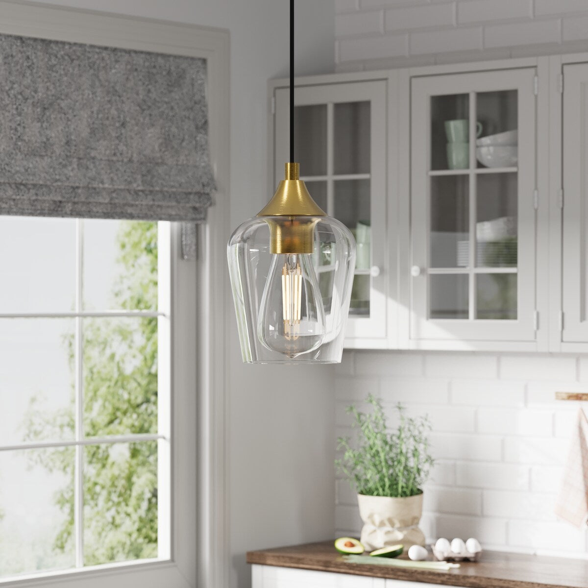 CO-Z 1 Light Pendant Light Fixture with Adjustable Height