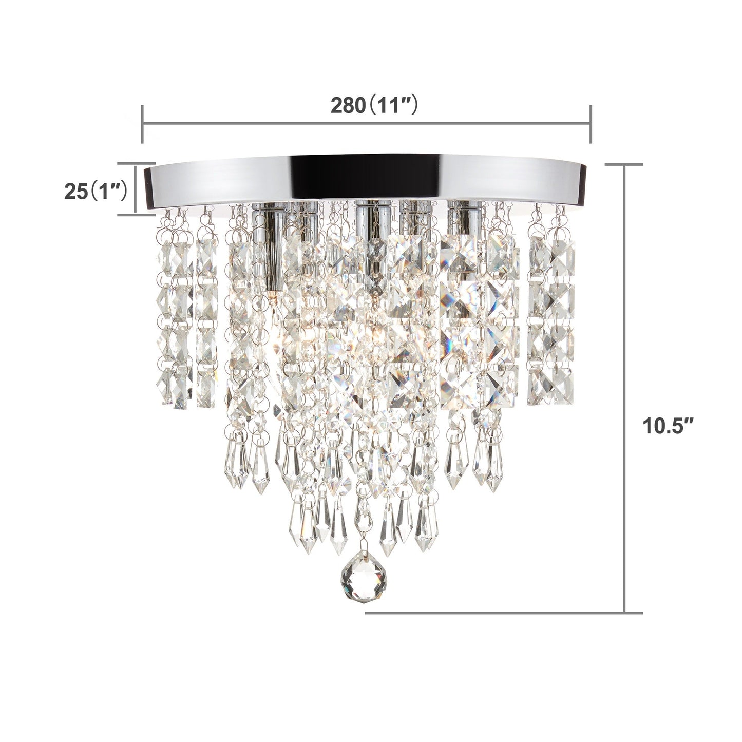 CO-Z 11 5-light Flush Mount Crystal Chandelier Ceiling Light