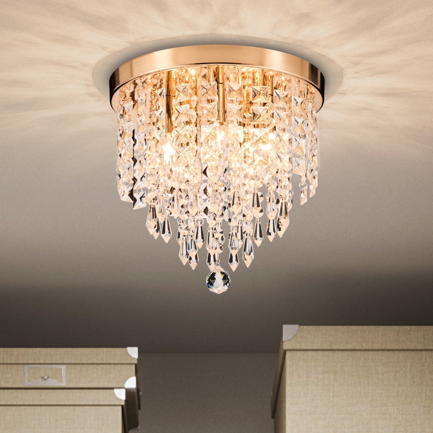 CO-Z 11 5-light Flush Mount Crystal Chandelier Ceiling Light
