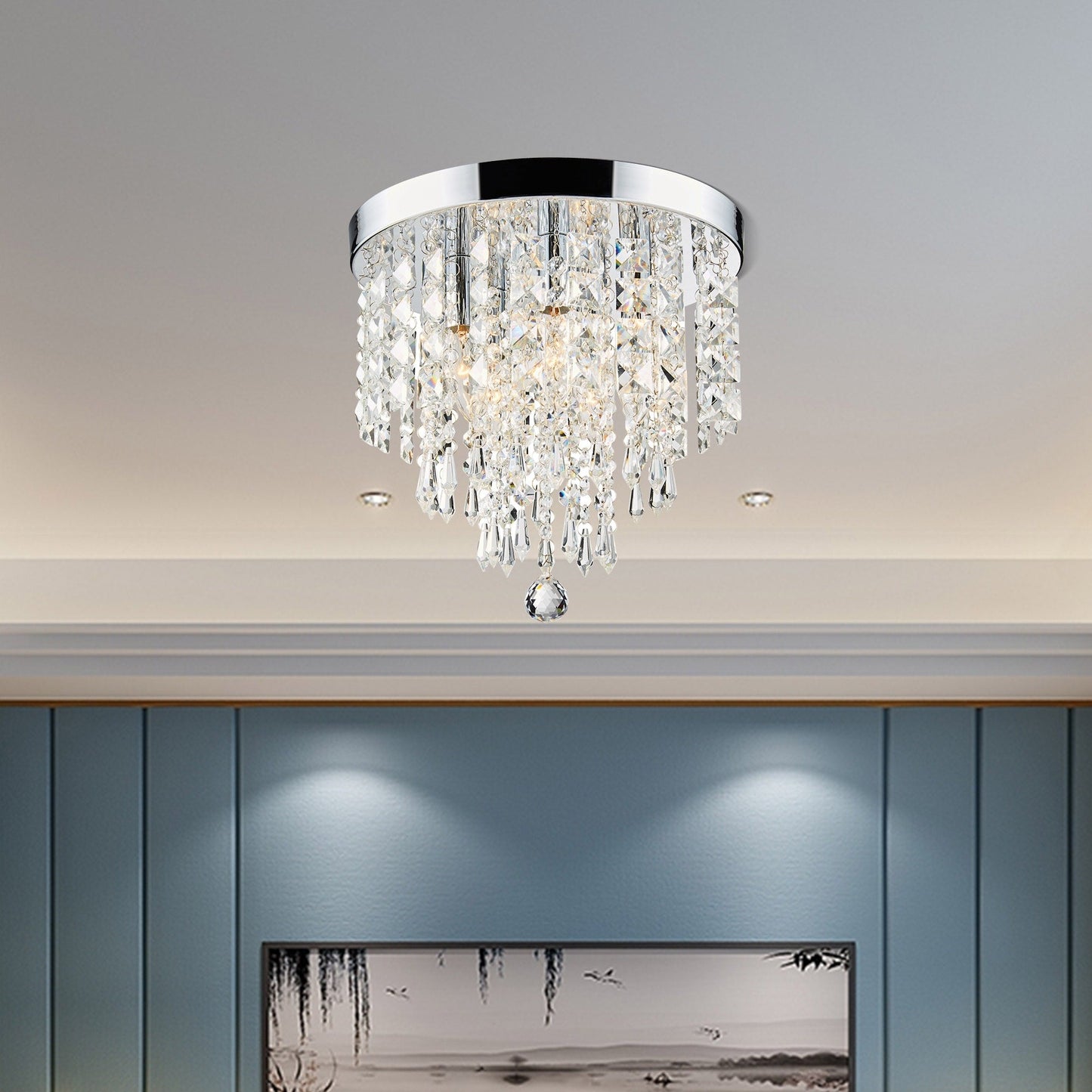 CO-Z 11 5-light Flush Mount Crystal Chandelier Ceiling Light