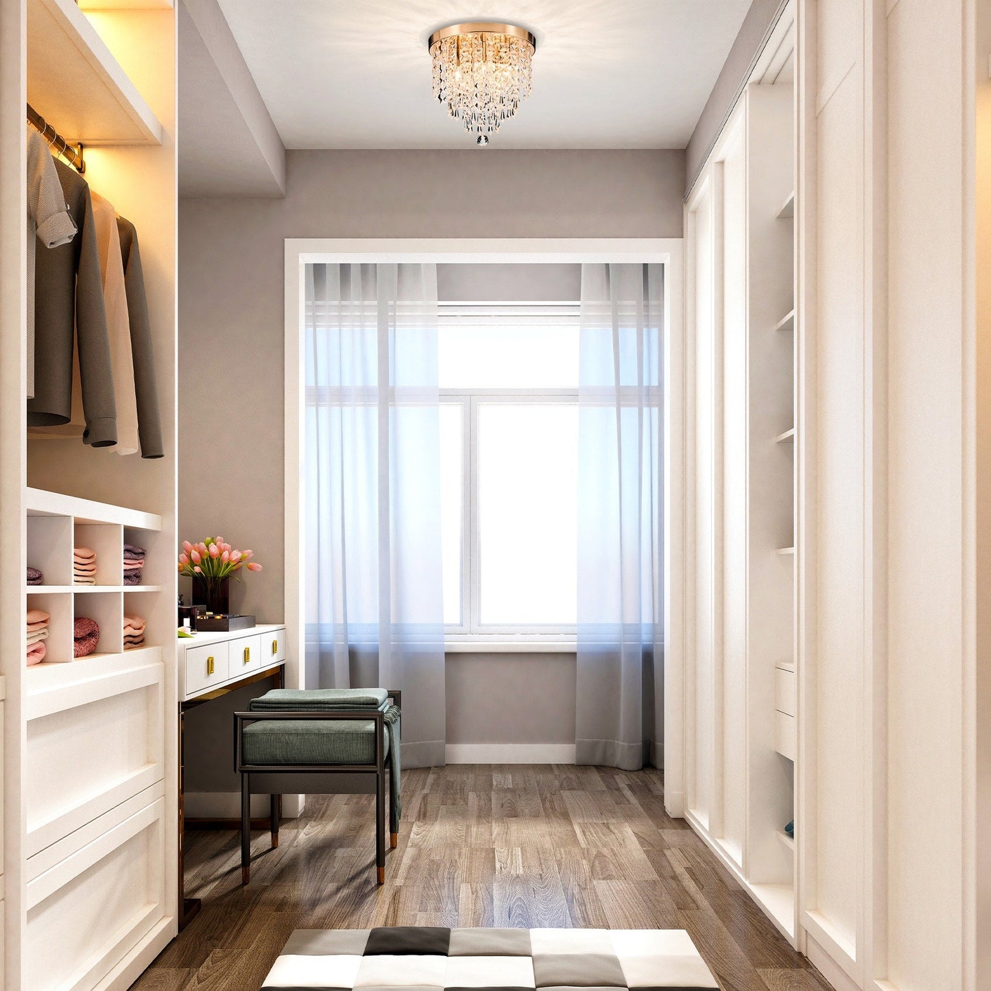 CO-Z 11 5-light Flush Mount Crystal Chandelier Ceiling Light