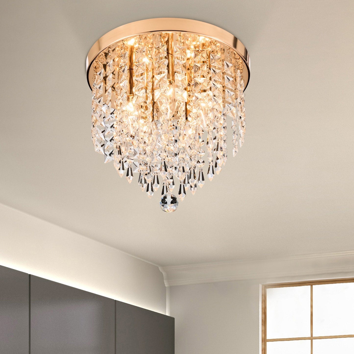 CO-Z 11 5-light Flush Mount Crystal Chandelier Ceiling Light