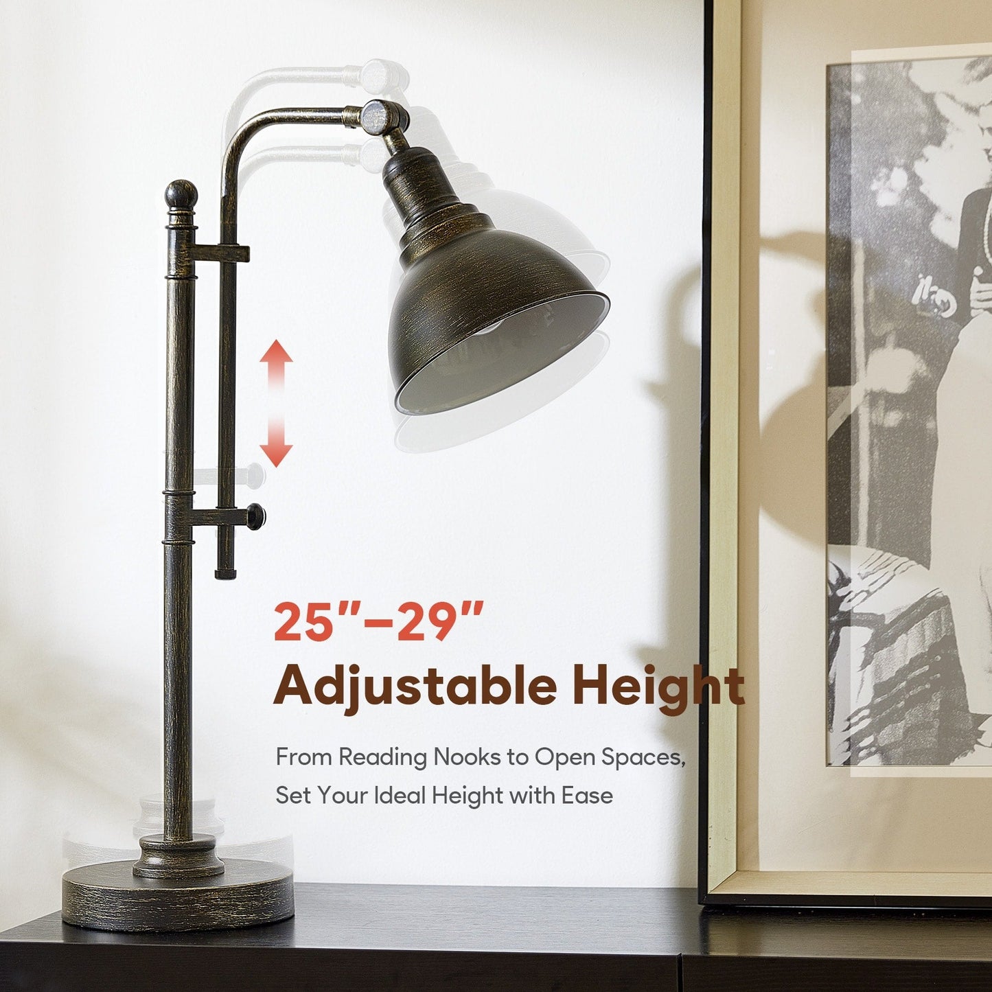 CO-Z 28 Rustic Adjustable Desk Lamp in Aged Bronze Finish