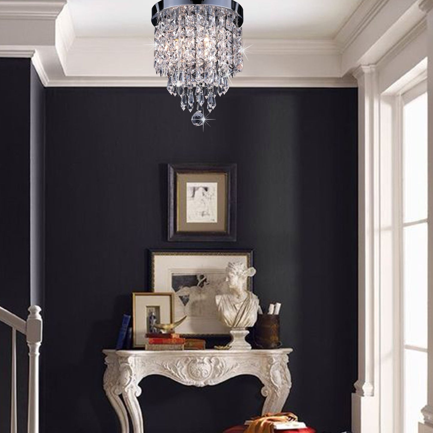 CO-Z 3-light Mini Crystal Chandelier with Raindrop Crystals