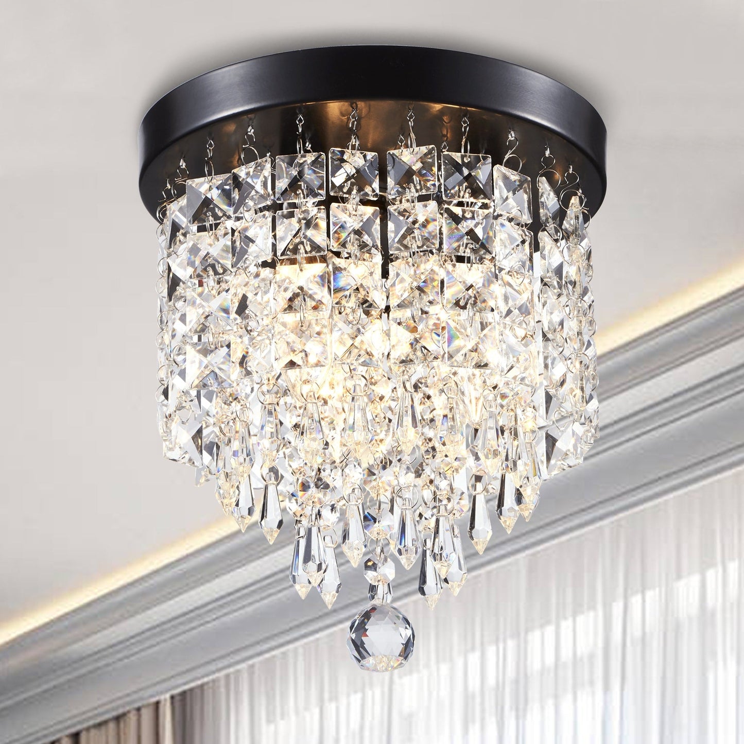 CO-Z 3-light Mini Crystal Chandelier with Raindrop Crystals