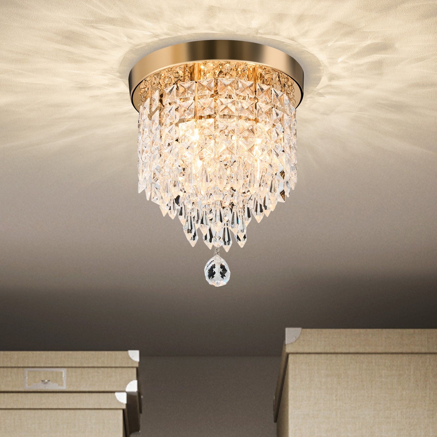 CO-Z 3-light Mini Crystal Chandelier with Raindrop Crystals