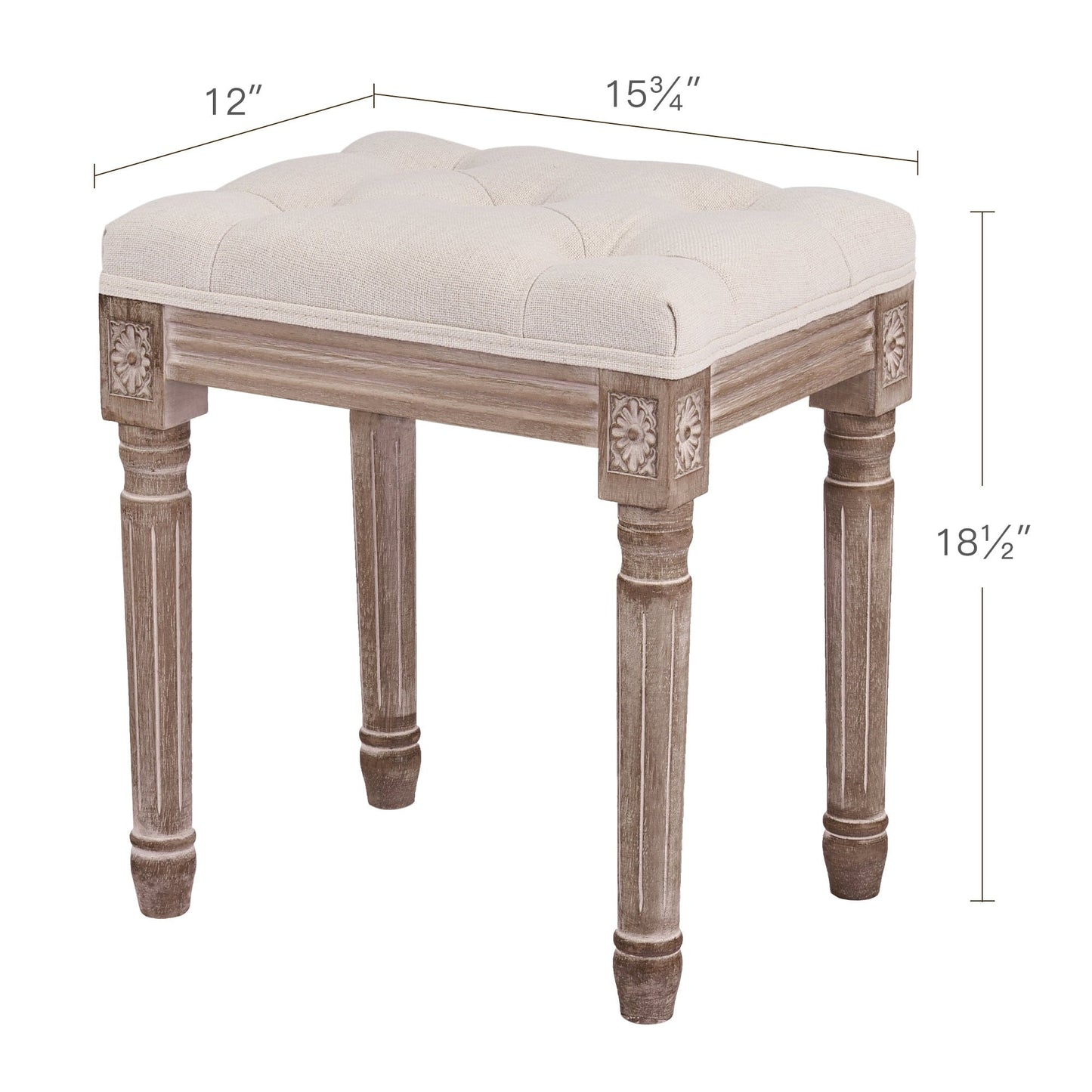 CO-Z French Vintage Upholstered Foot Stool and Vanity Stool