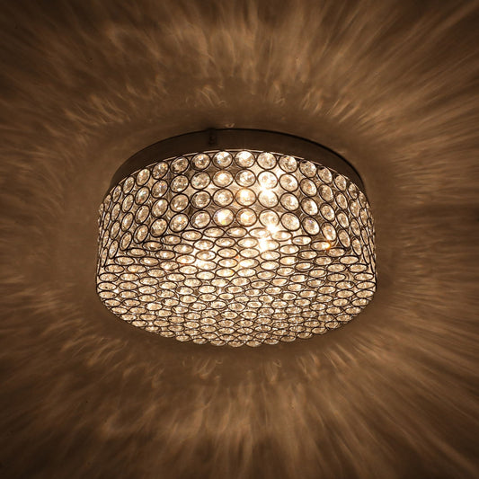 CO-Z Modern 2-Light Round Crystal Flush Mount Ceiling Light