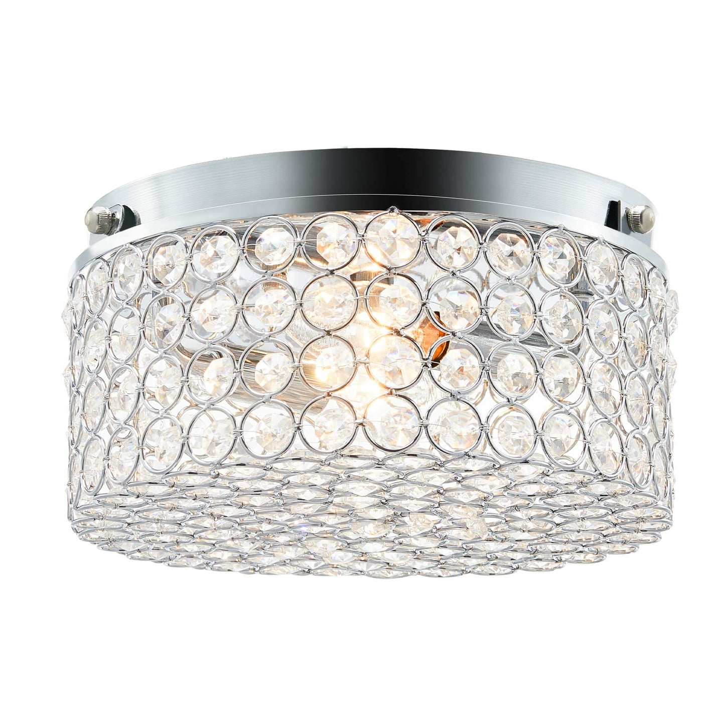 CO-Z Modern 2-Light Round Crystal Flush Mount Ceiling Light