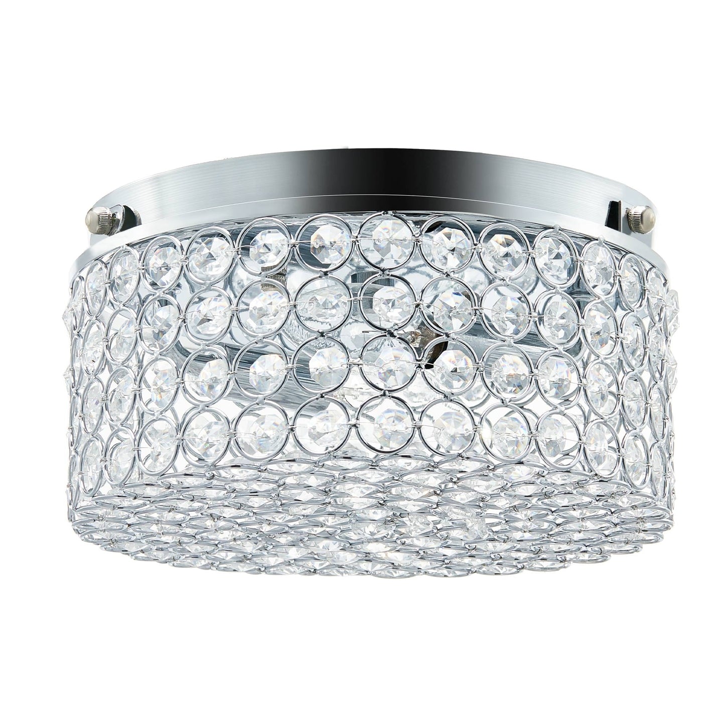 CO-Z Modern 2-Light Round Crystal Flush Mount Ceiling Light