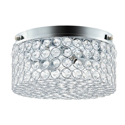 CO-Z Modern 2-Light Round Crystal Flush Mount Ceiling Light