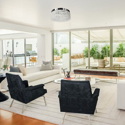 CO-Z Modern 2-Light Round Crystal Flush Mount Ceiling Light