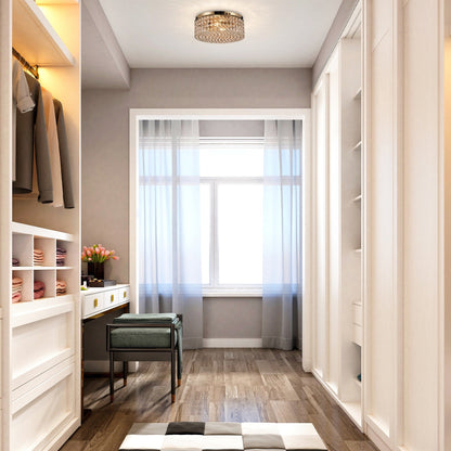 CO-Z Modern 2-Light Round Crystal Flush Mount Ceiling Light