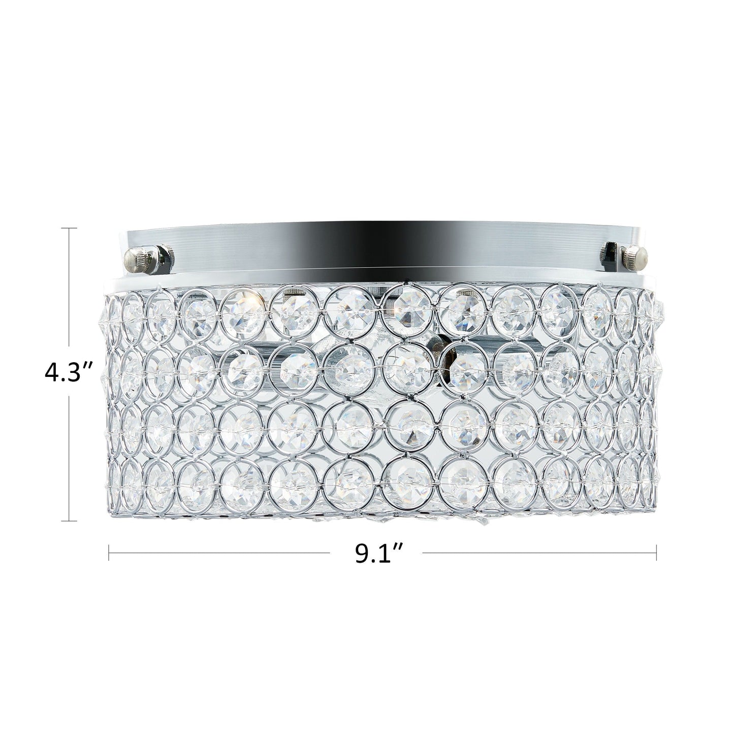 CO-Z Modern 2-Light Round Crystal Flush Mount Ceiling Light