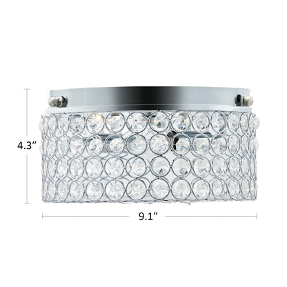 CO-Z Modern 2-Light Round Crystal Flush Mount Ceiling Light