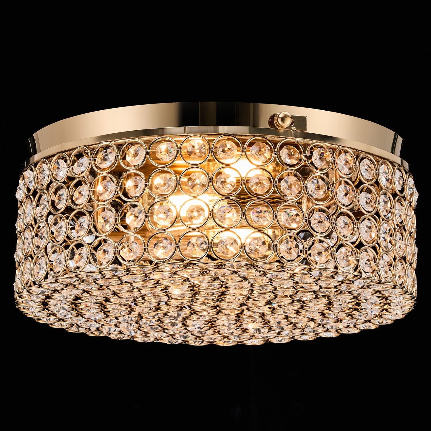 CO-Z Modern 2-Light Round Crystal Flush Mount Ceiling Light