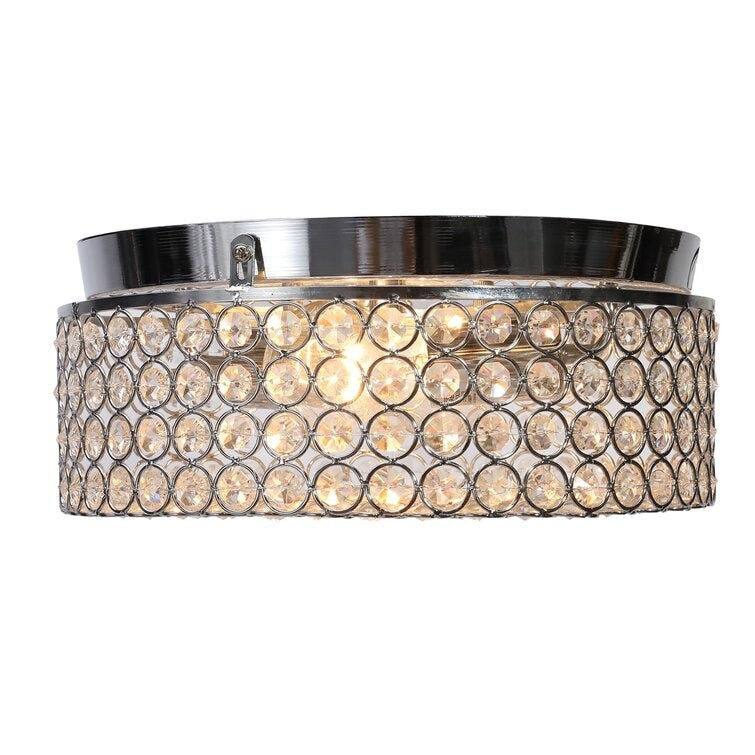 CO-Z Modern 2-Light Round Crystal Flush Mount Ceiling Light