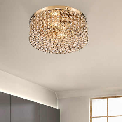 CO-Z Modern 2-Light Round Crystal Flush Mount Ceiling Light