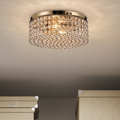 CO-Z Modern 2-Light Round Crystal Flush Mount Ceiling Light