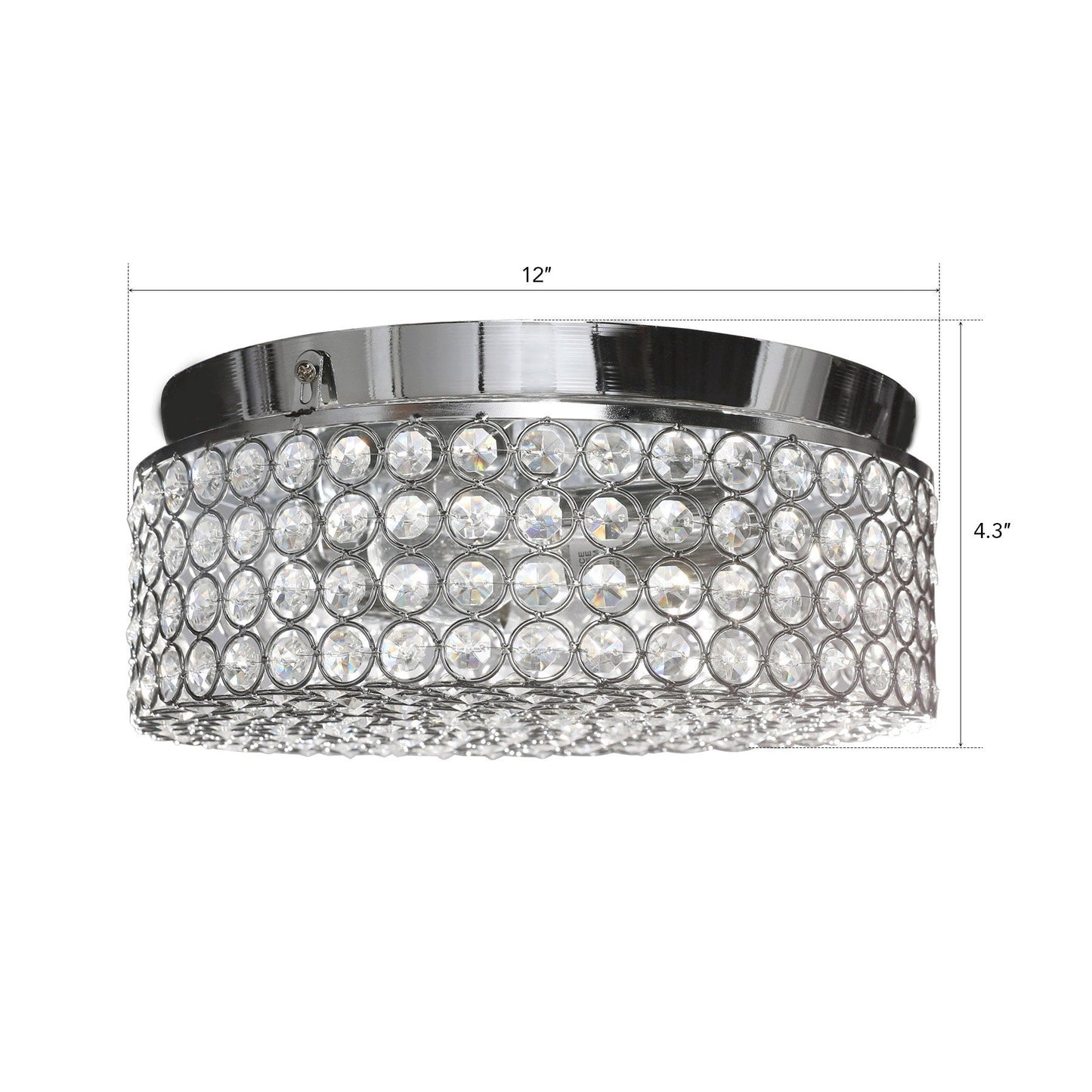 CO-Z Modern 2-Light Round Crystal Flush Mount Ceiling Light