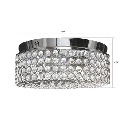 CO-Z Modern 2-Light Round Crystal Flush Mount Ceiling Light