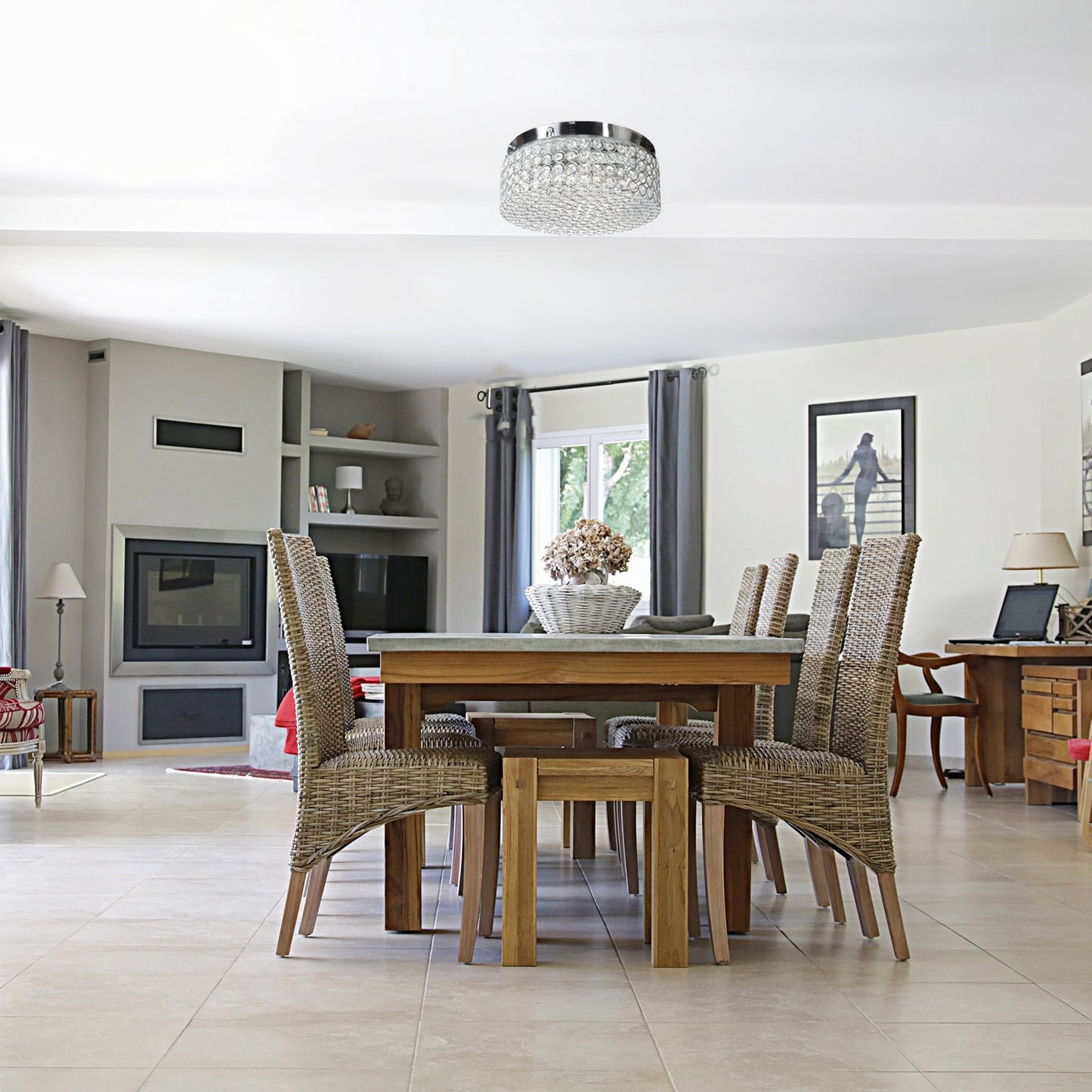 CO-Z Modern 2-Light Round Crystal Flush Mount Ceiling Light