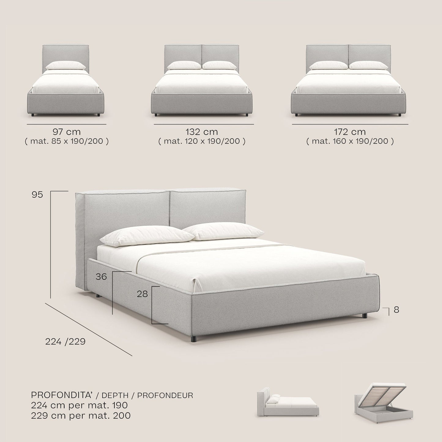 Cocoon letto imbottito contenitore sfoderabile in bouclet impermeabile T07 verde 