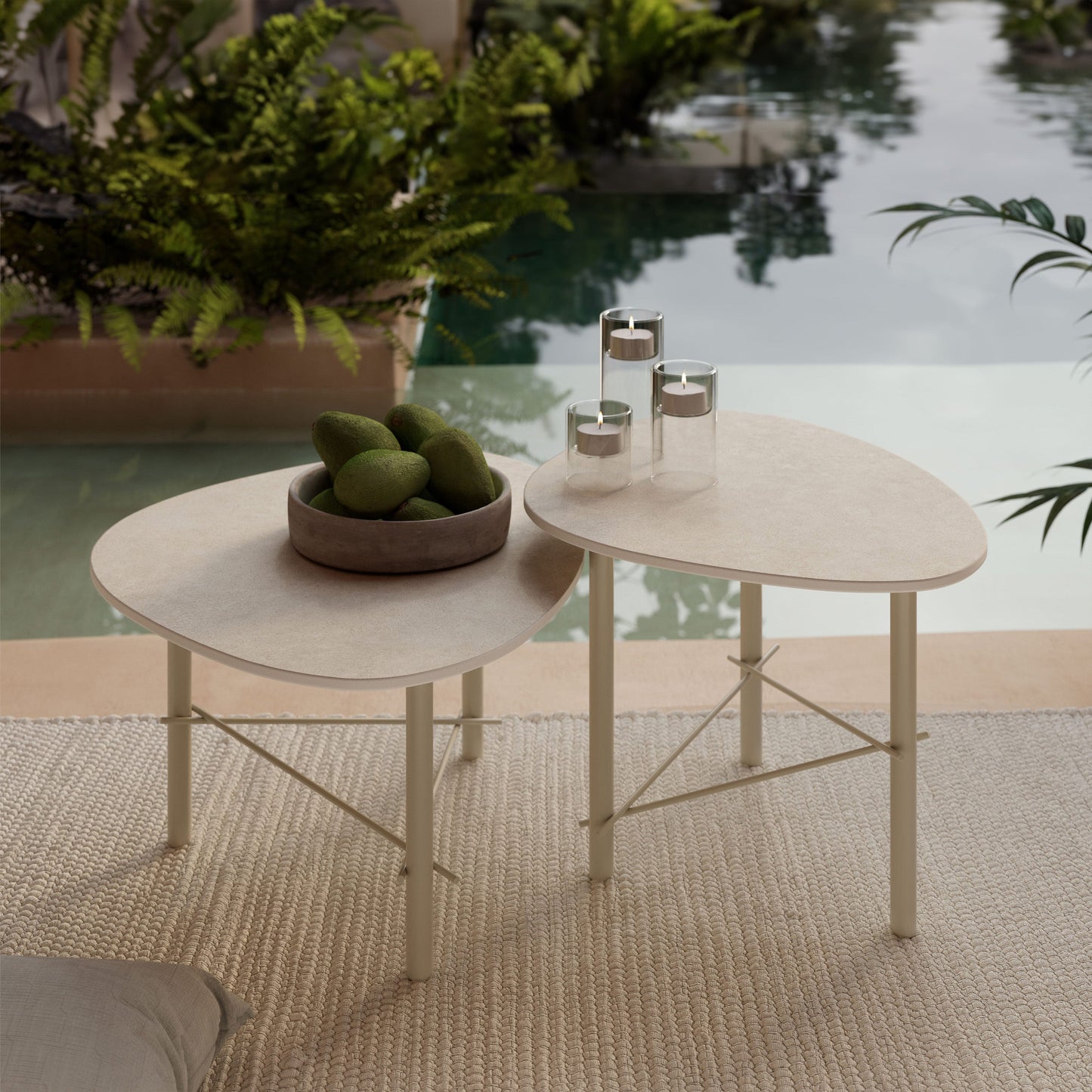 Cookie tavolino basso con piano in laminam terre di matera canapa