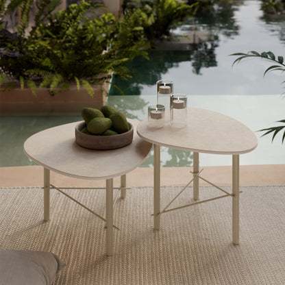 Cookie tavolino alto con piano in laminam terre di matera canapa